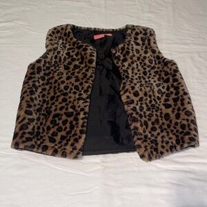 Leopard Print Faux Fur Kids Vest